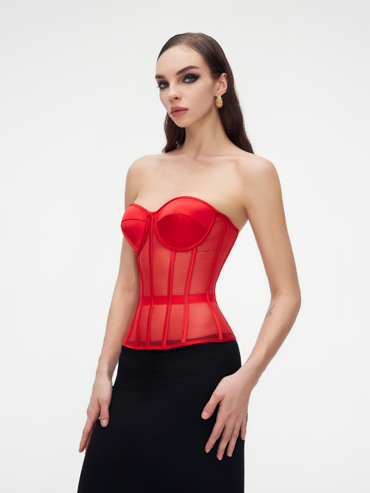 THE EVELINA | ELEGANT MESH CORSET TOP