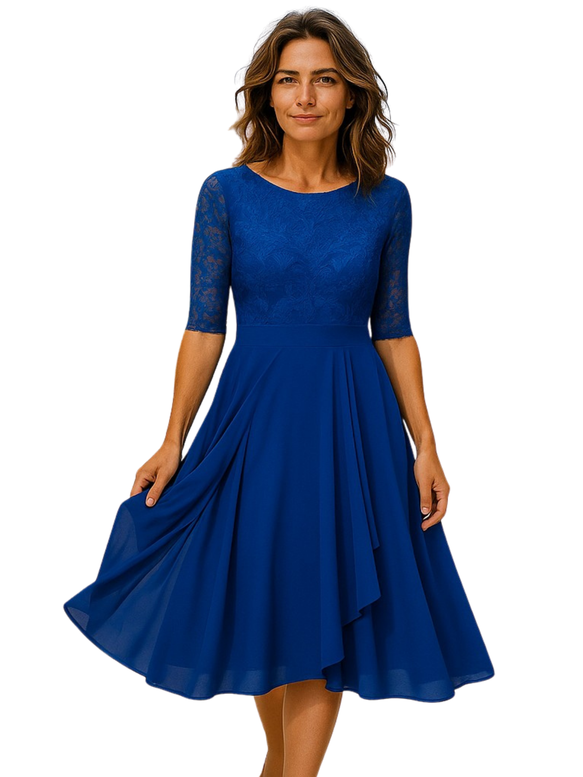 THE MARTYNA | LACE-SLEEVE ELEGANT MIDI DRESS