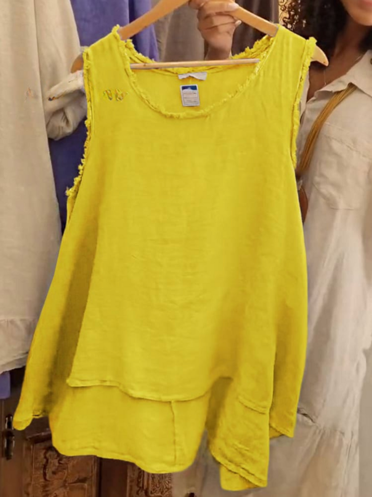 THE LIVINE | RELAXED LINEN SLEEVELESS TOP