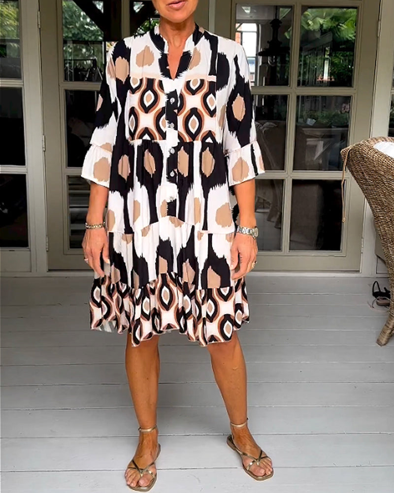 THE LIA | PRINTED 3/4 SLEEVE DRESS