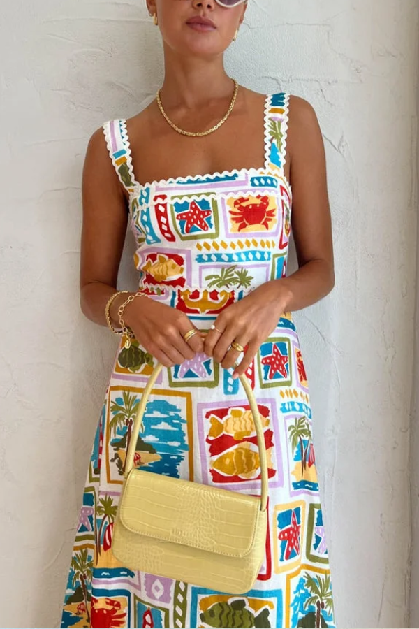 THE NINA | WAVY EDGE SLING MAXI DRESS