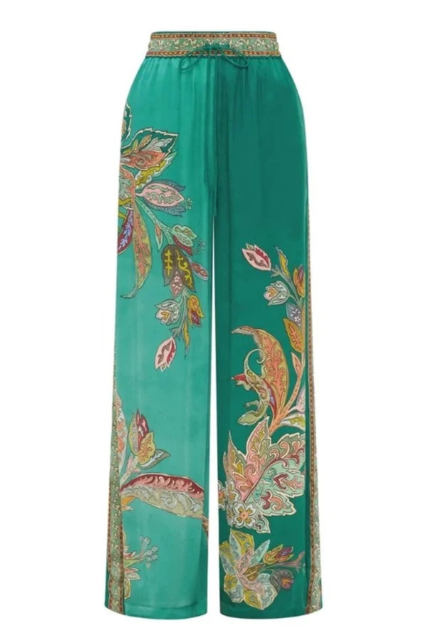 THE ANAIS | SATIN ELASTIC WAIST POCKET WIDE LEG PANTS