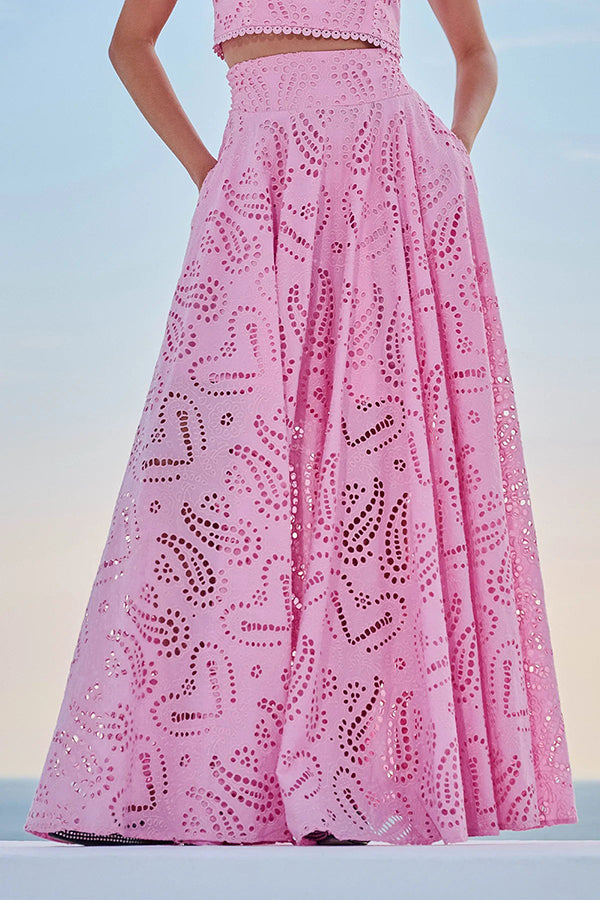 THE AURELIA | LACE CUTOUT SLIT MAXI SKIRT SET