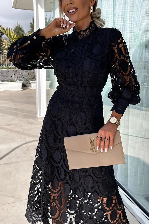 THE AMARIS | CROCHET LACE MIDI DRESS