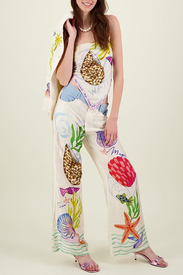 THE NICOLE | SATIN ELASTIC WAIST POCKETED WIDE LEG PANTS