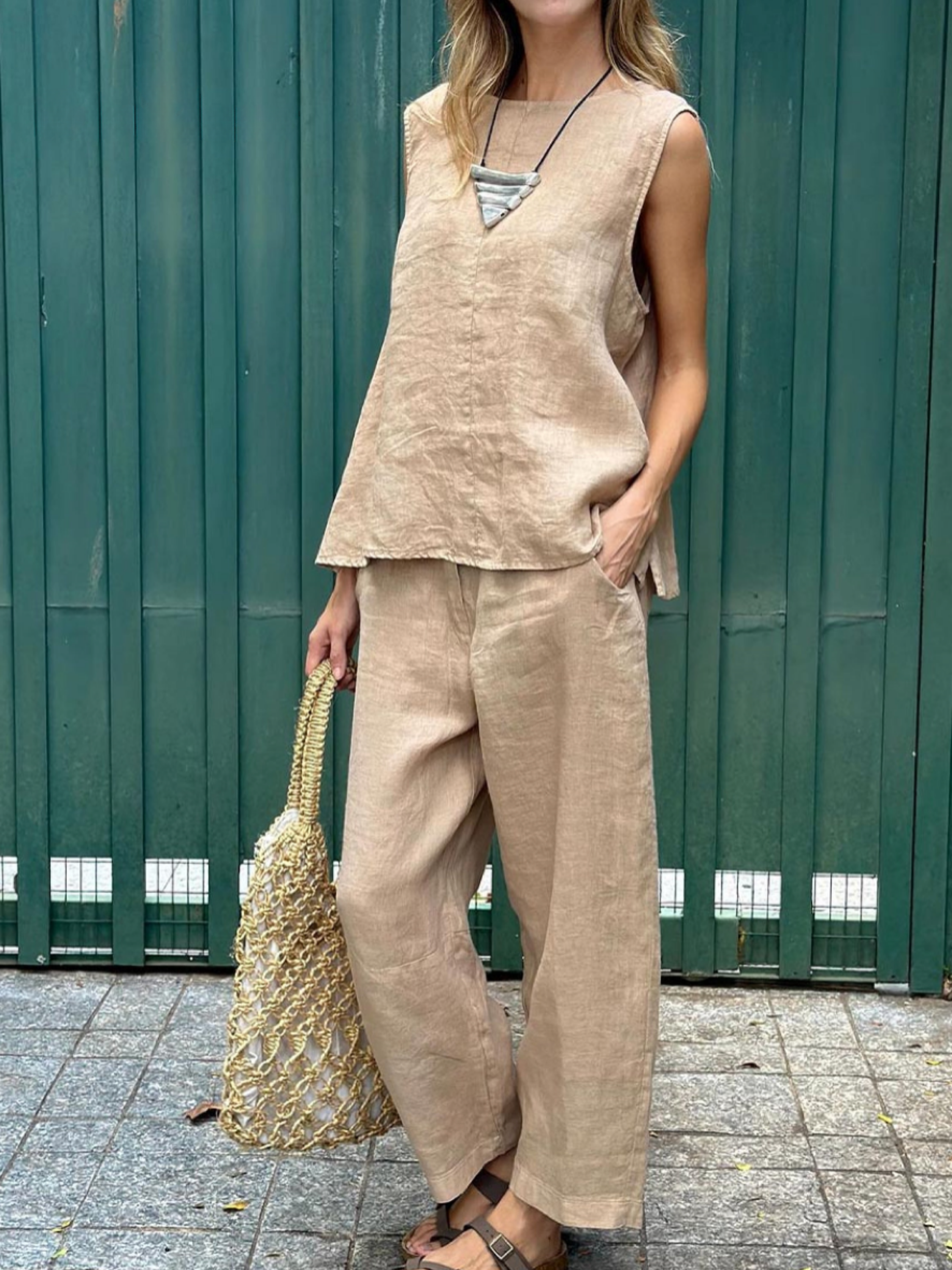 THE RAYA | LINEN-COTTON TANK & PANTS SET