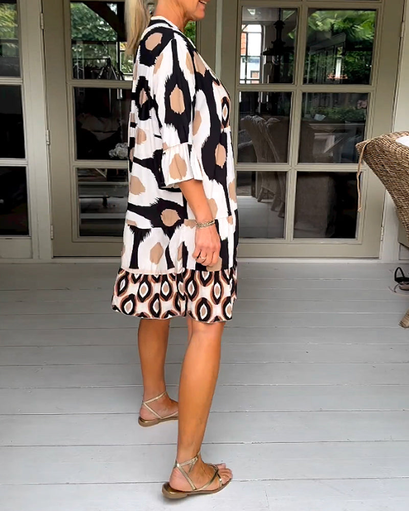 THE LIA | PRINTED 3/4 SLEEVE DRESS