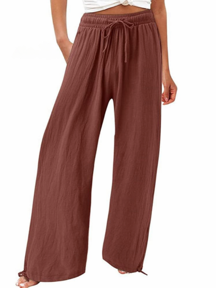 THE MAELYN | COTTON & LINEN WIDE LEG CASUAL PANTS