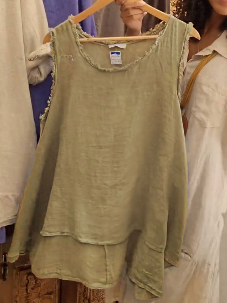 THE LIVINE | RELAXED LINEN SLEEVELESS TOP