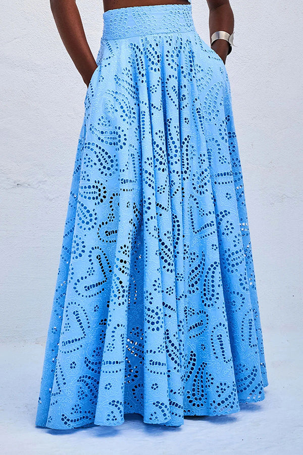THE AURELIA | LACE CUTOUT SLIT MAXI SKIRT SET