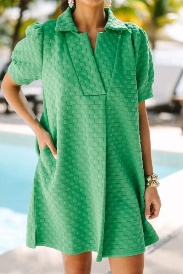 THE LAUREEN | PUFF SLEEVE POCKET SHIRT DRESS