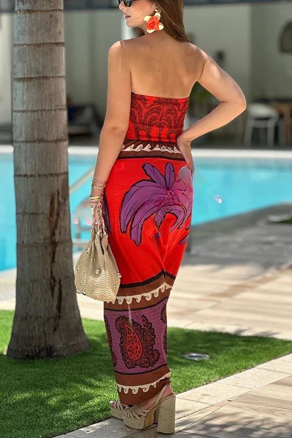 THE BOTANICAL | STRETCHY TUBE TOP HIGH WAIST SLIT MAXI DRESS
