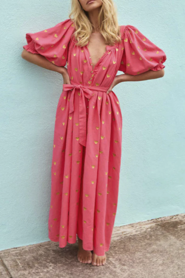 THE KERRY | CARDIGAN SHORT-SLEEVED LONG DRESS
