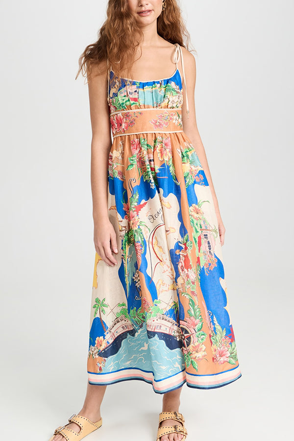 THE JANE | LACE-UP SUSPENDER POCKETS CASUAL MIDI DRESS
