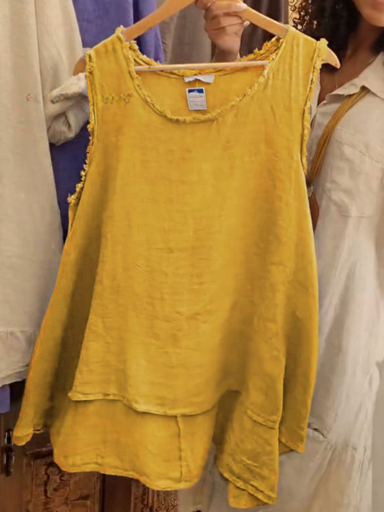 THE LIVINE | RELAXED LINEN SLEEVELESS TOP
