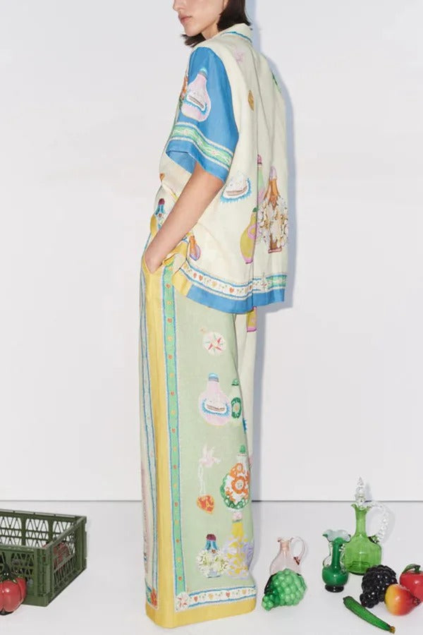 THE MIA | LINEN ELASTIC WAIST POCKET WIDE LEG PANTS