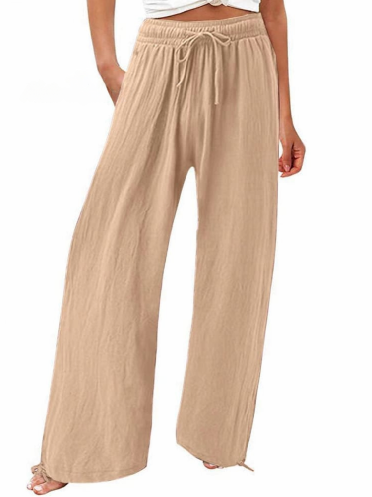 THE MAELYN | COTTON & LINEN WIDE LEG CASUAL PANTS