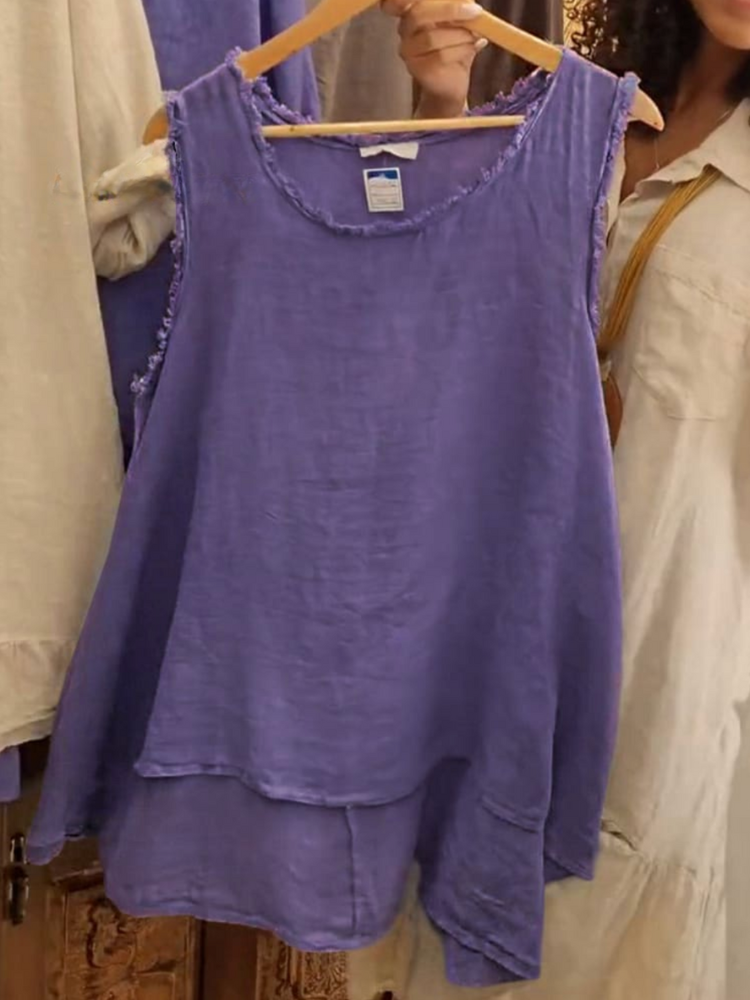 THE LIVINE | RELAXED LINEN SLEEVELESS TOP