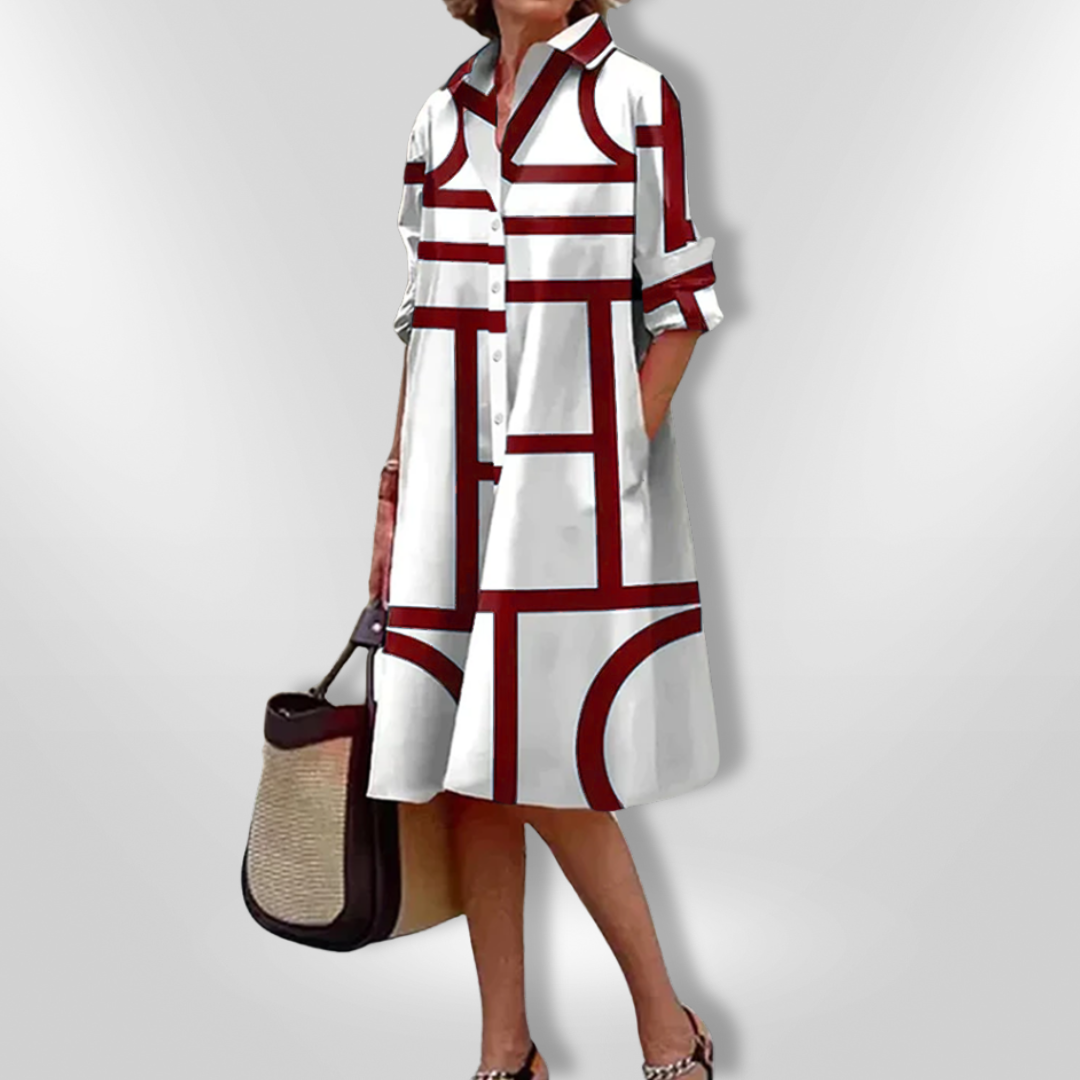 THE MARCELLIA | CHIC PRINT FLOWY SHIRT DRESS