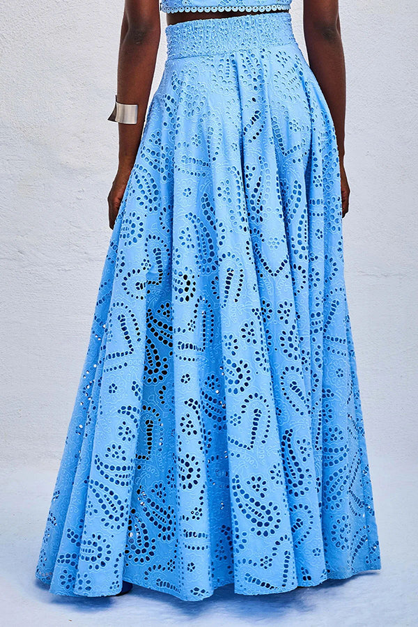 THE AURELIA | LACE CUTOUT SLIT MAXI SKIRT SET
