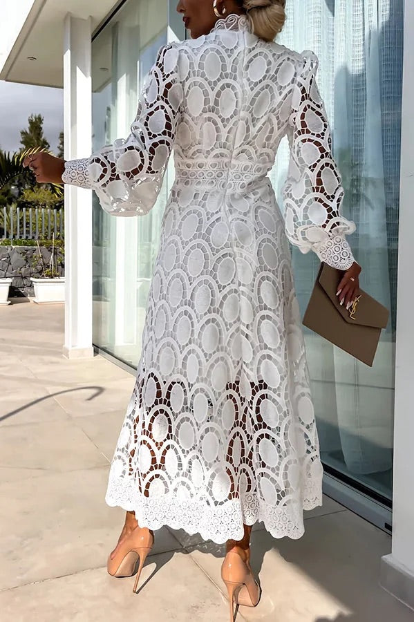 THE AMARIS | CROCHET LACE MIDI DRESS