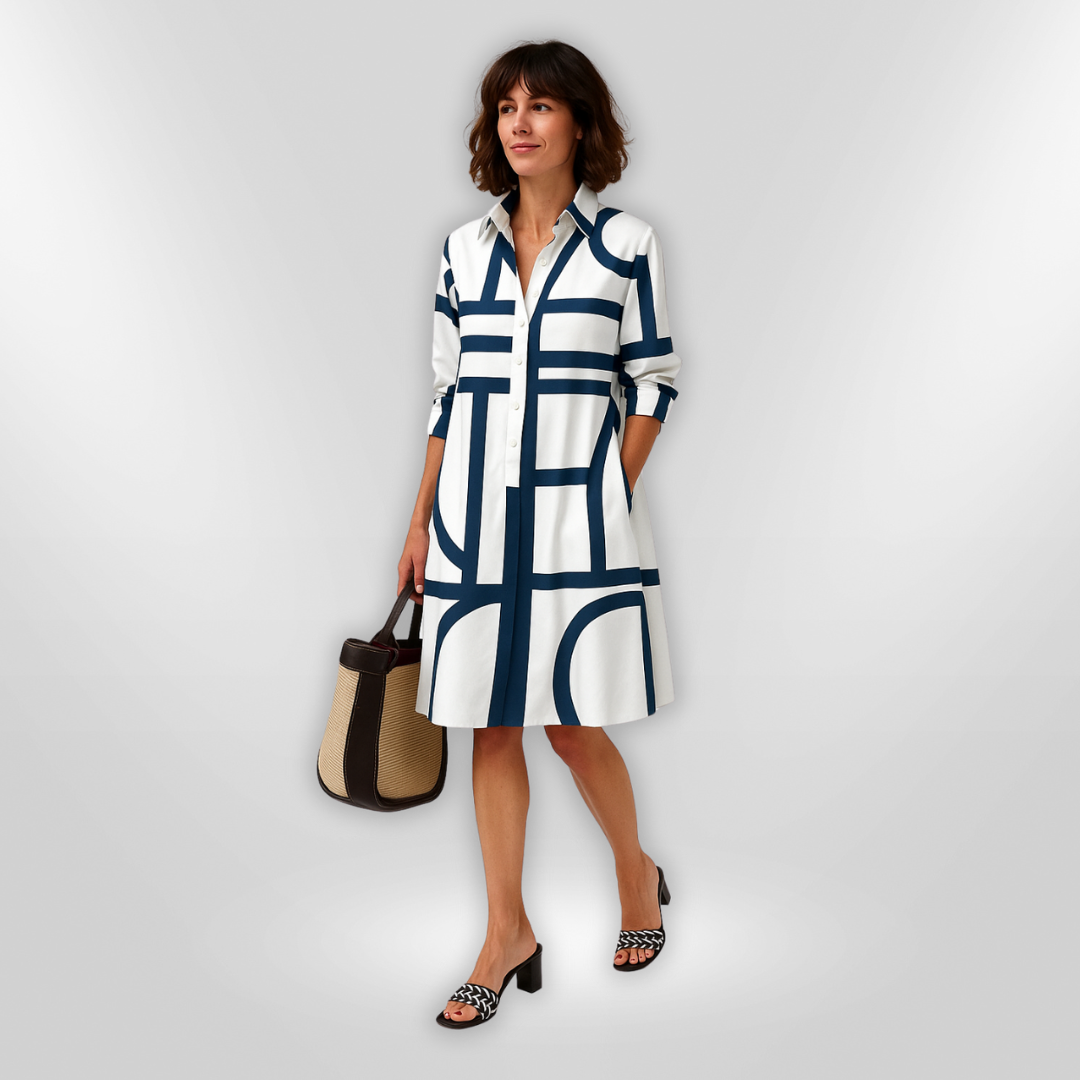 THE MARCELLIA | CHIC PRINT FLOWY SHIRT DRESS