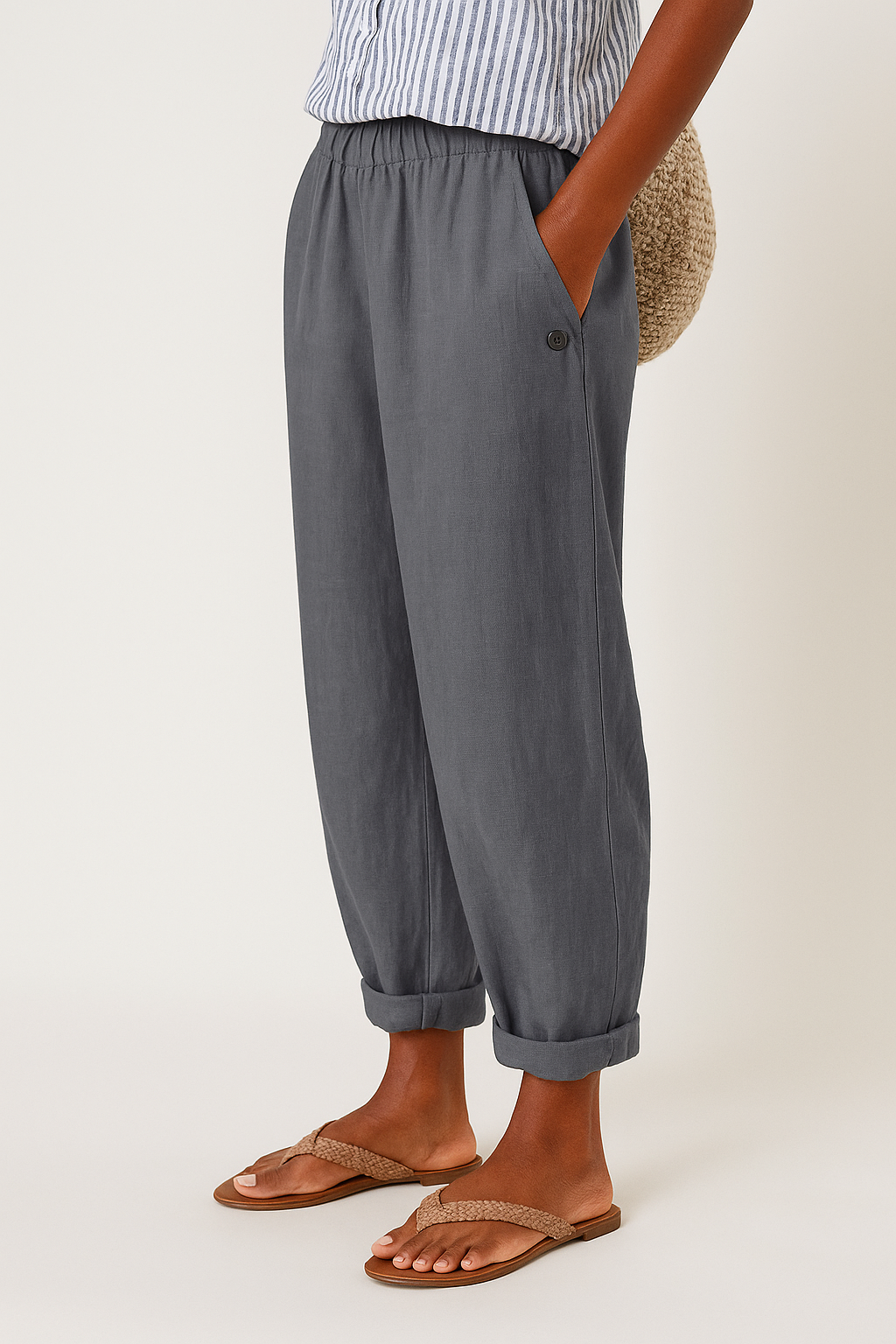 THE RIVKA | TAILORED LINEN SIDE-POCKET TROUSERS