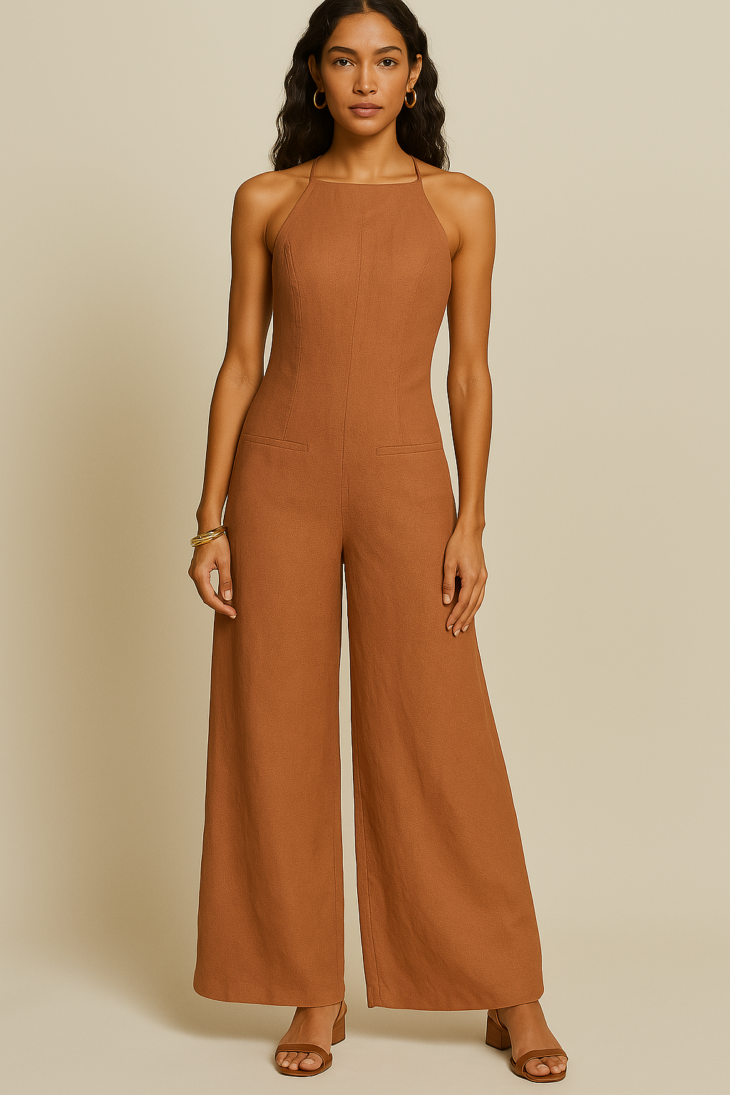 THE NORTH | BROWN HALTER JUMSPUIT