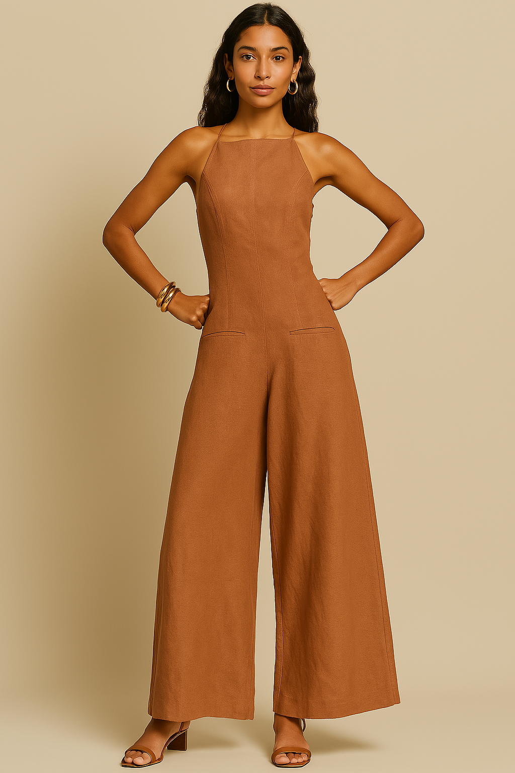 THE NORTH | BROWN HALTER JUMSPUIT