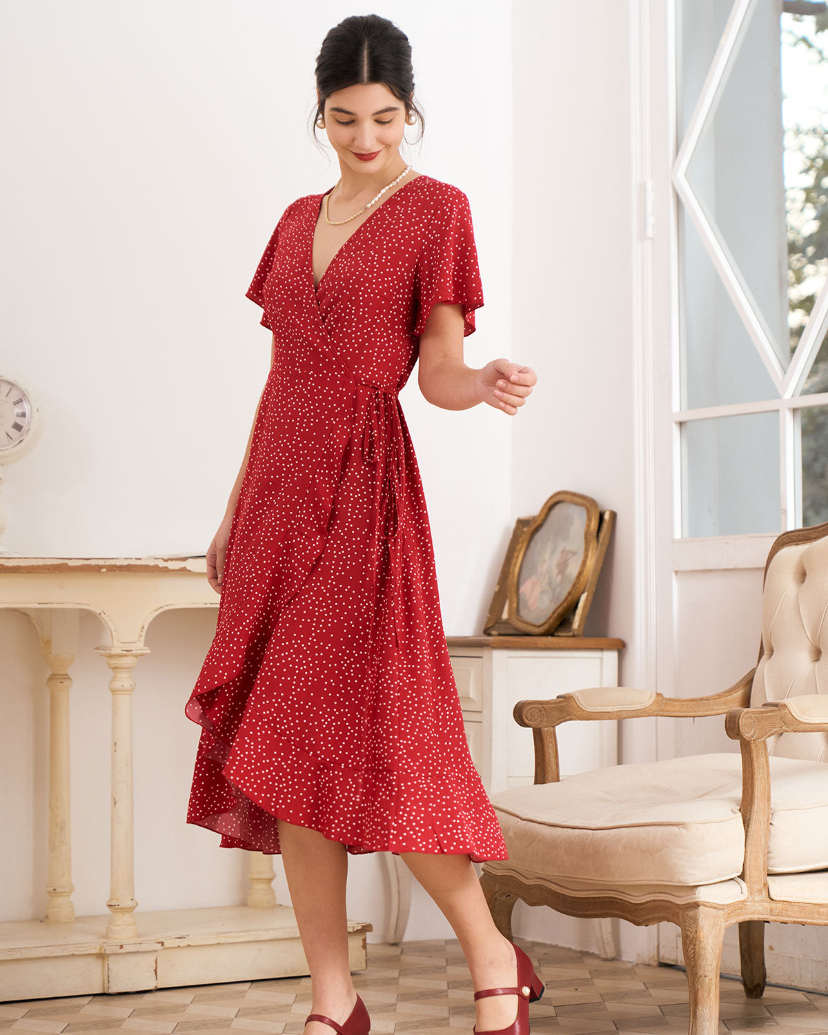 THE MAIA | POLKA DOT WRAP DRESS