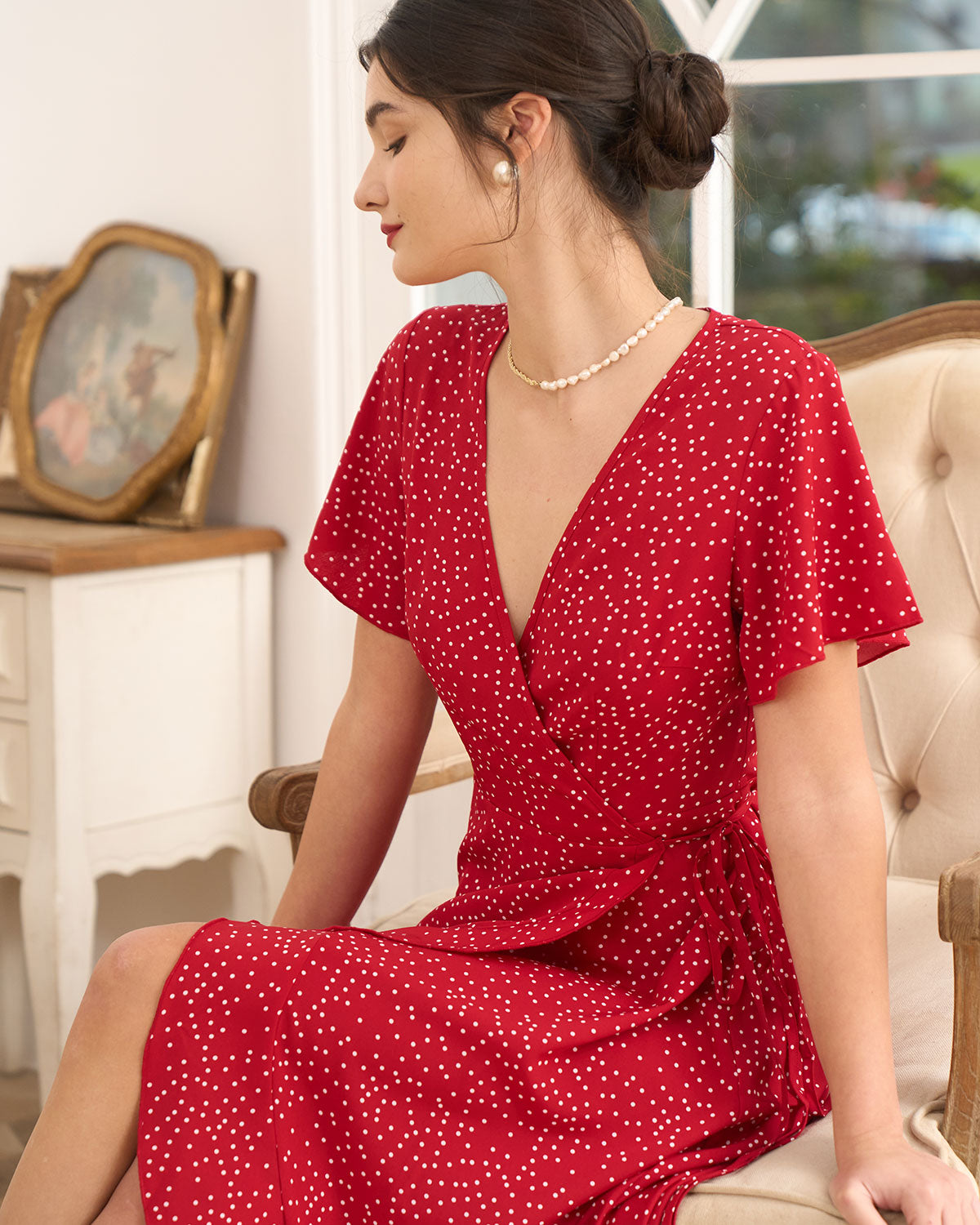 THE MAIA | POLKA DOT WRAP DRESS