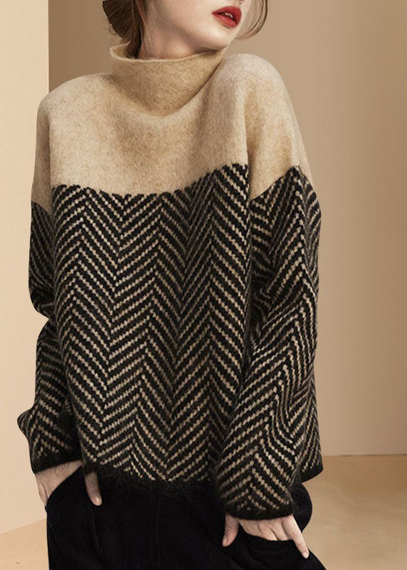 THE YURENA | PATCHWORK KNIT TURTLENECK SWEATER