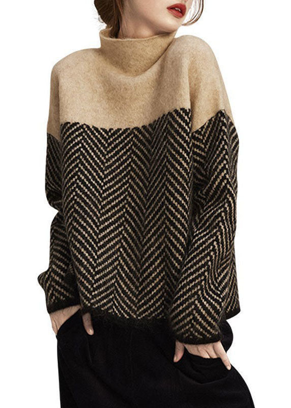 THE YURENA | PATCHWORK KNIT TURTLENECK SWEATER