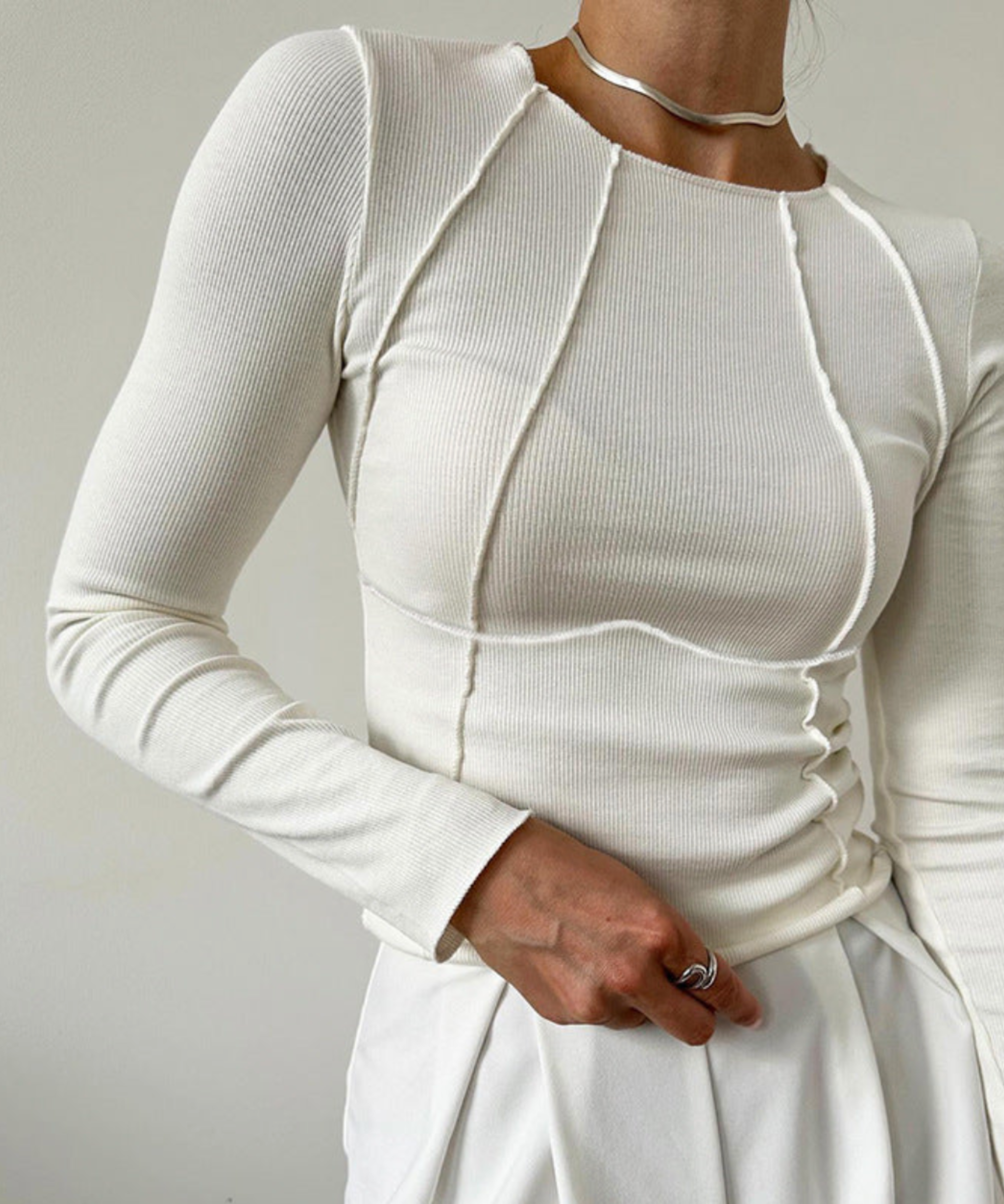THE HARPER | PIPING LONGE SLEEVE TOP