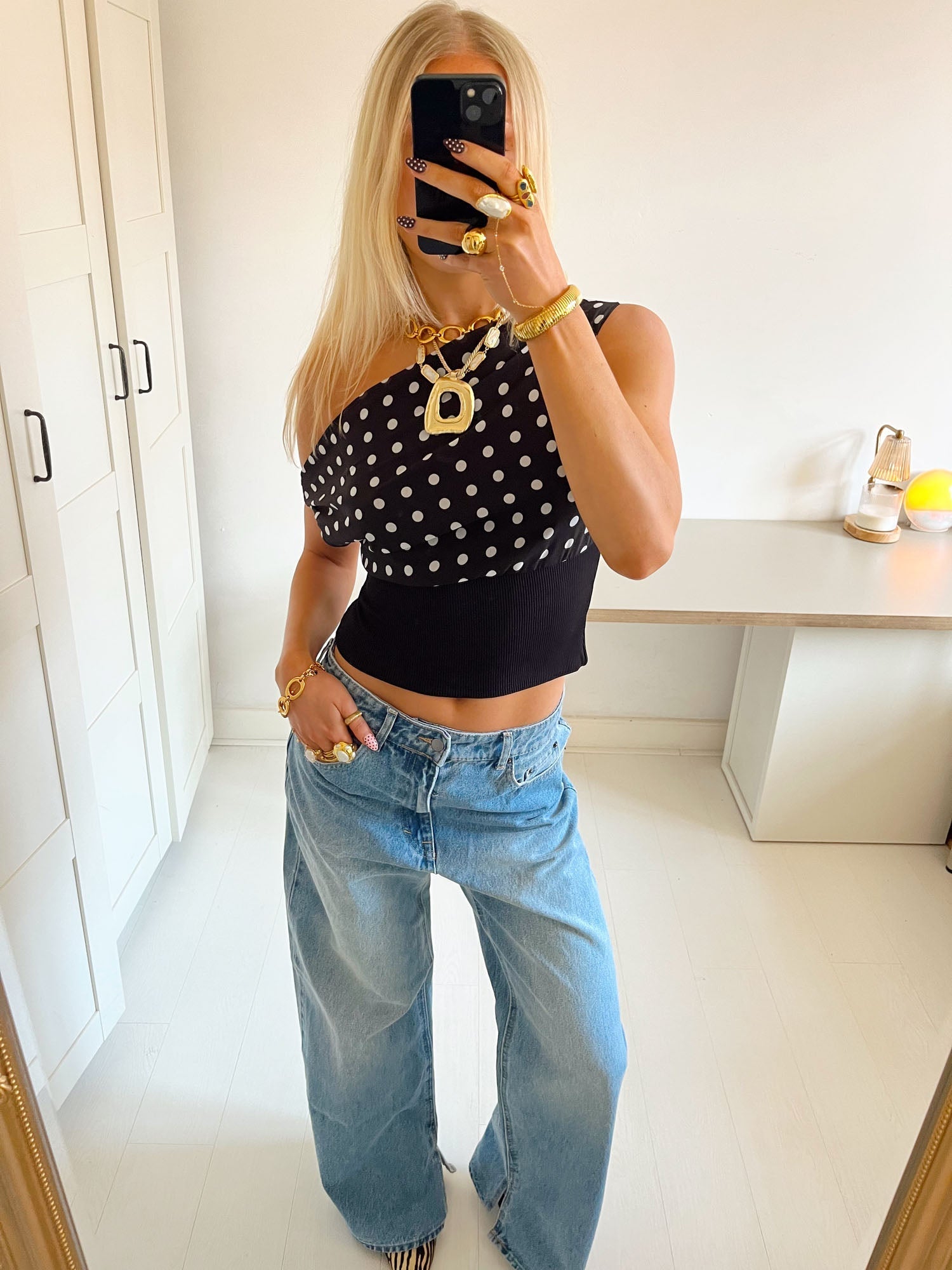 THE ELLA | MONOCHROME POLKA DOT TOP
