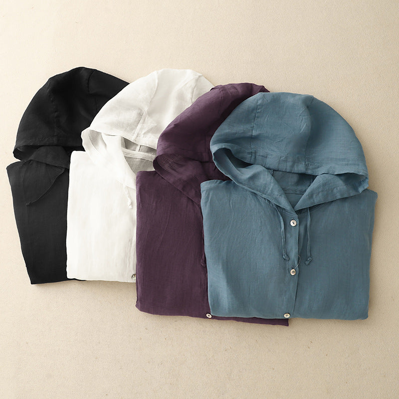 THE AYLA | LINEN HOODED TOP