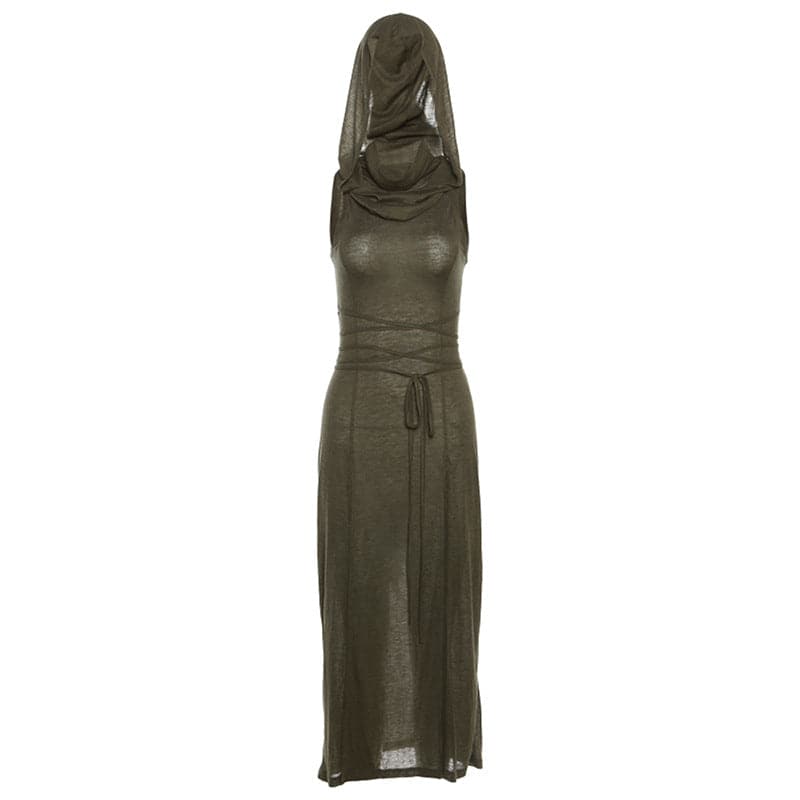 THE NAVAELA | CUTOUT HOODED MAXI DRESS