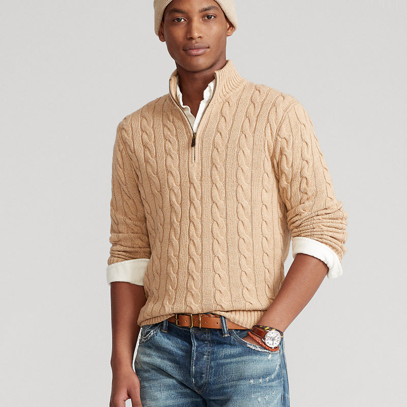 THE MIKAEL | HALF-ZIP CABLE-KNIT SWEATER