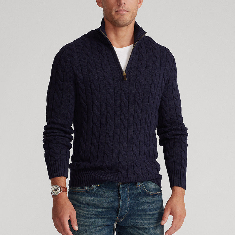 THE MIKAEL | HALF-ZIP CABLE-KNIT SWEATER