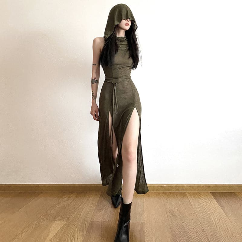 THE NAVAELA | CUTOUT HOODED MAXI DRESS