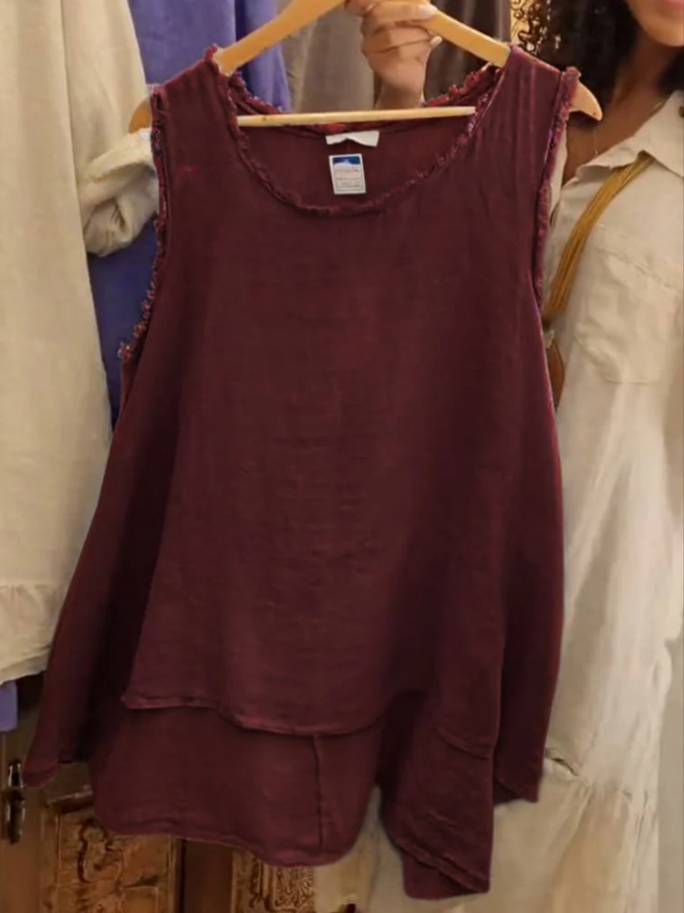 THE LIVINE | RELAXED LINEN SLEEVELESS TOP