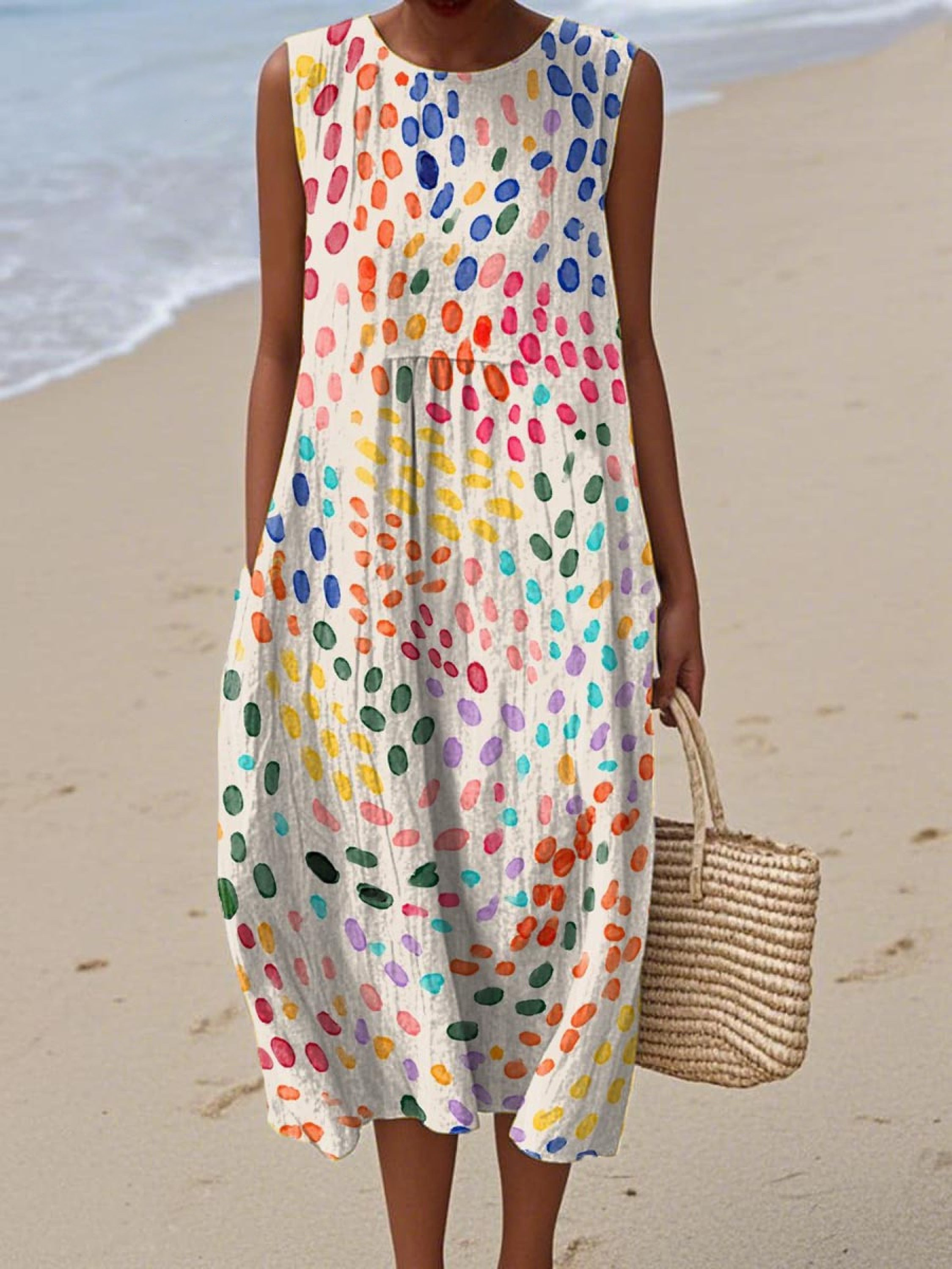 THE LUNAYA | ABSTRACT DOT COTTON WRAP DRESS