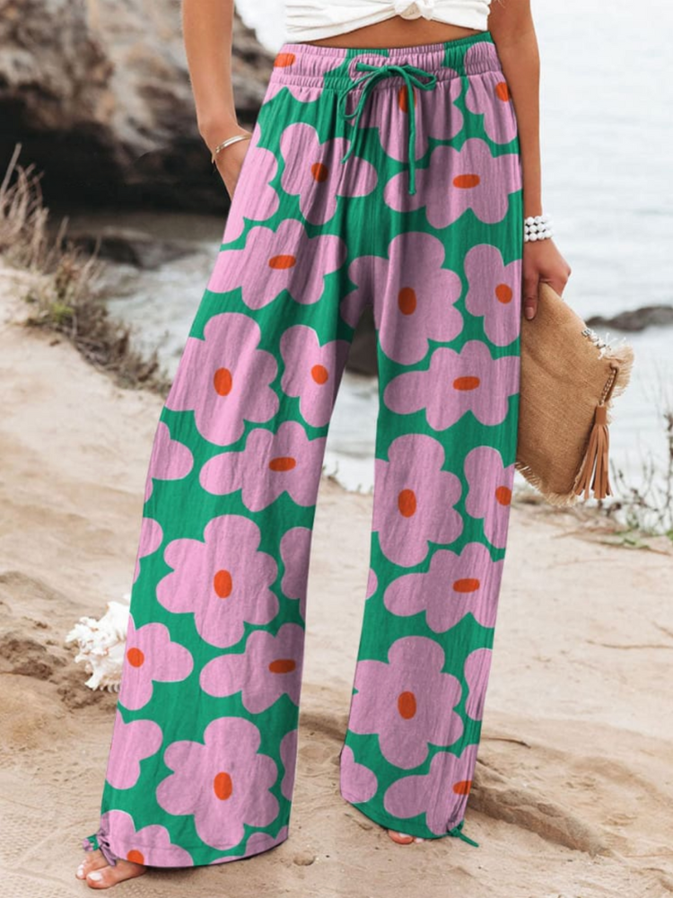 THE LIVINA | FLORAL ART RELAXED COTTON PANTS