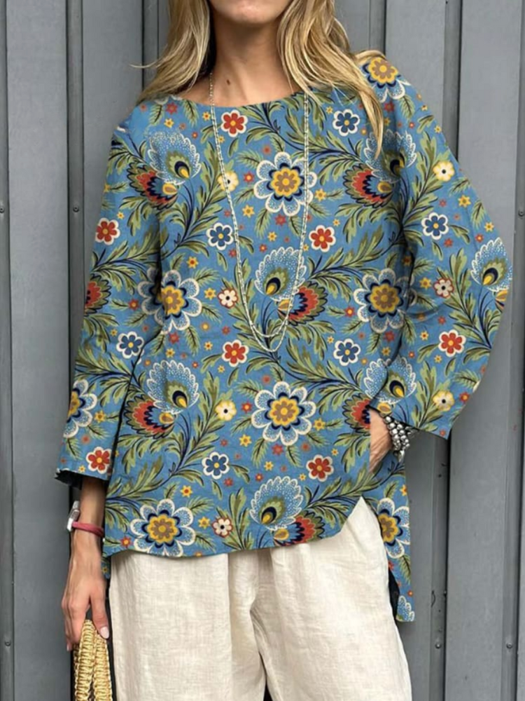 THE MARLINA | VINTAGE FLORAL COTTON-LINEN SHIRT