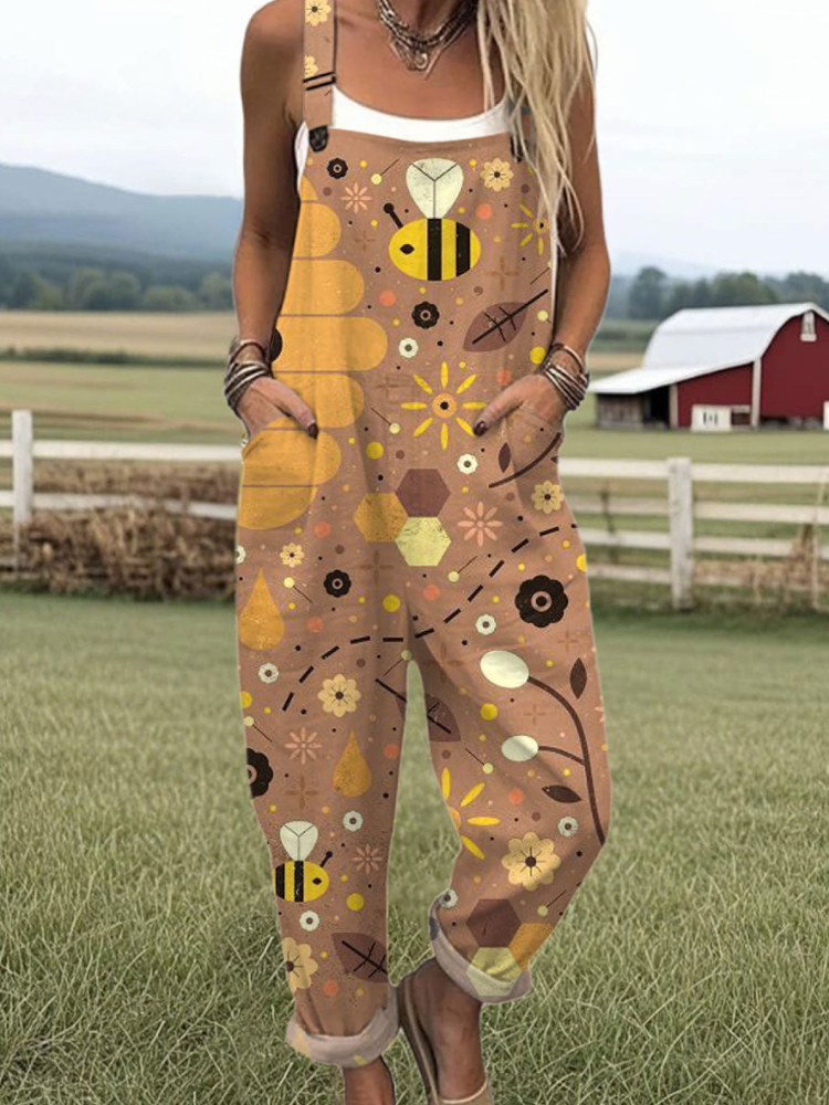 THE HONEYHAVEN | COTTON BEE PRINT JUMPSUIT