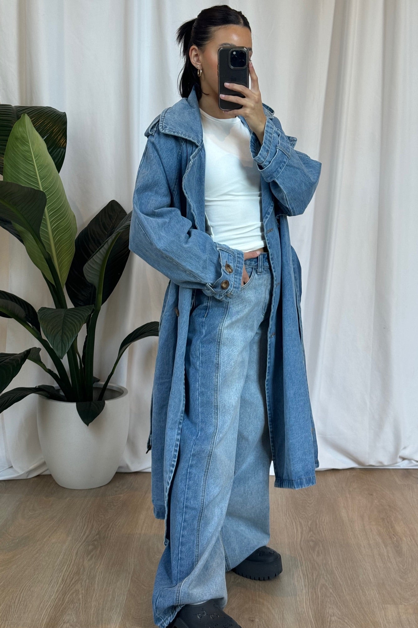 THE ASHLEY | TRENCH COAT BLUE DENIM