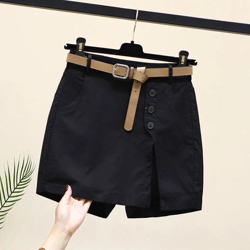 THE ARLETTE | LOOSE BELTED SKORT PANTS
