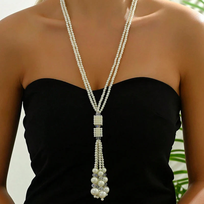 THE SERAPHINA | DOUBLE LAYER PEARL TASSEL NECKLACE