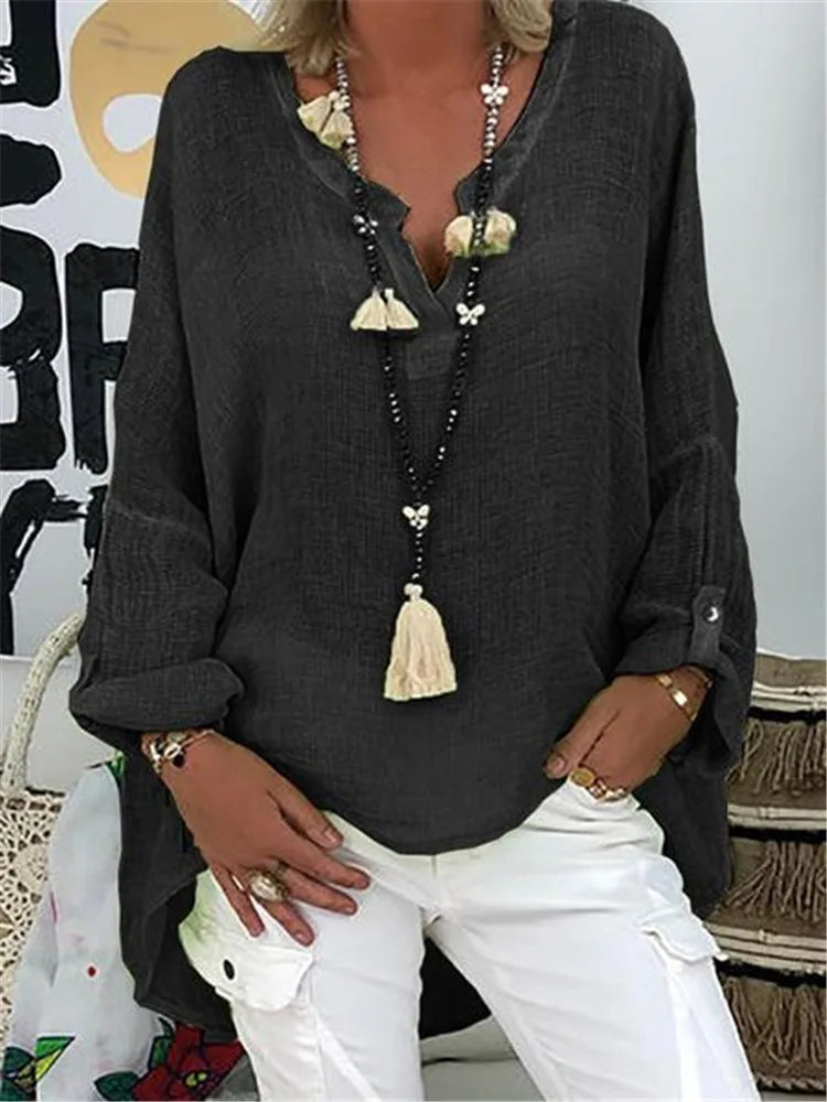 THE LYRA | V-NECK COTTON BLOUSE