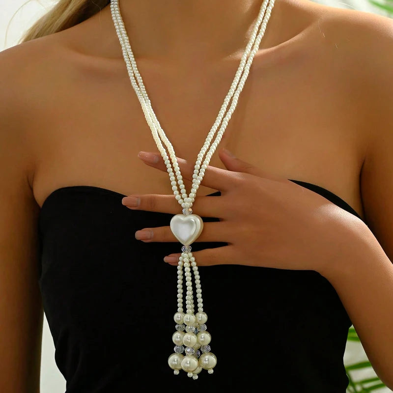 THE SERAPHINA | DOUBLE LAYER PEARL TASSEL NECKLACE